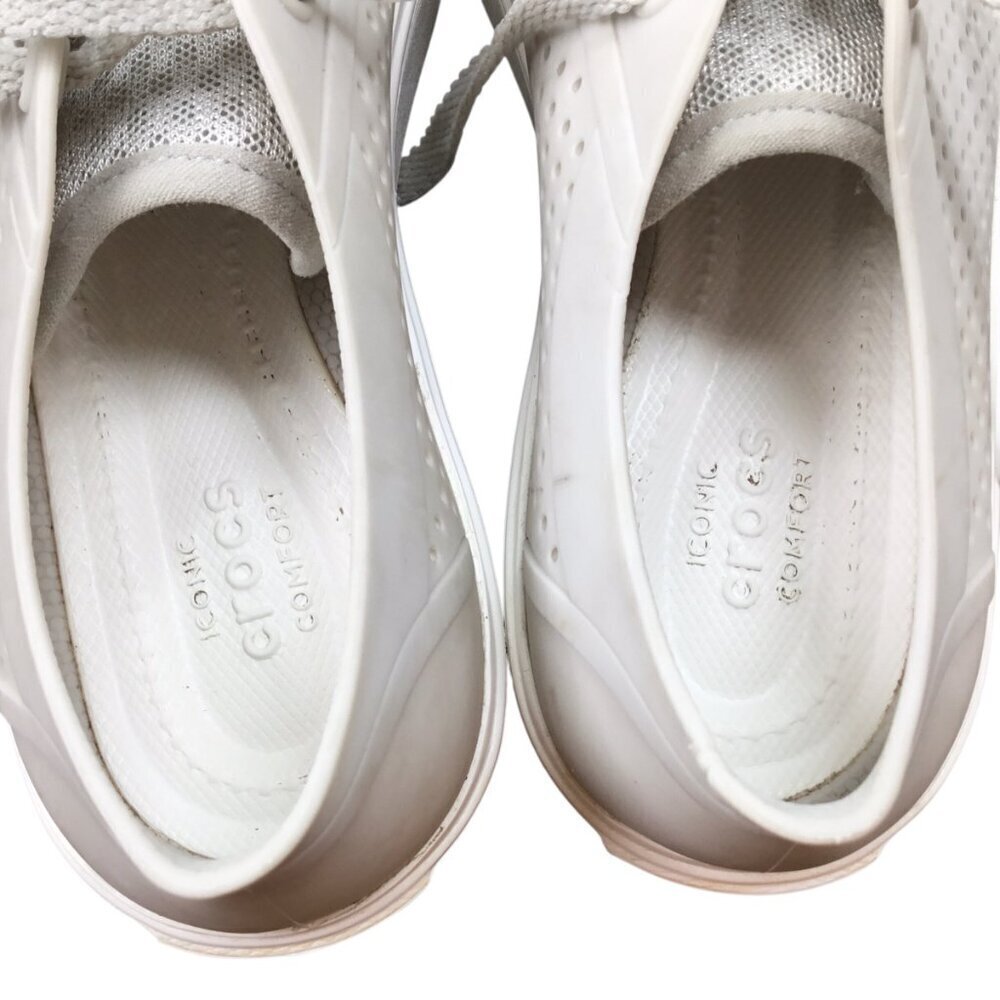 Crocs Citilane Roka Court Shoes Sneaker 2044884 Size 8 Beige Perforated Lace Up - Picture 10 of 12